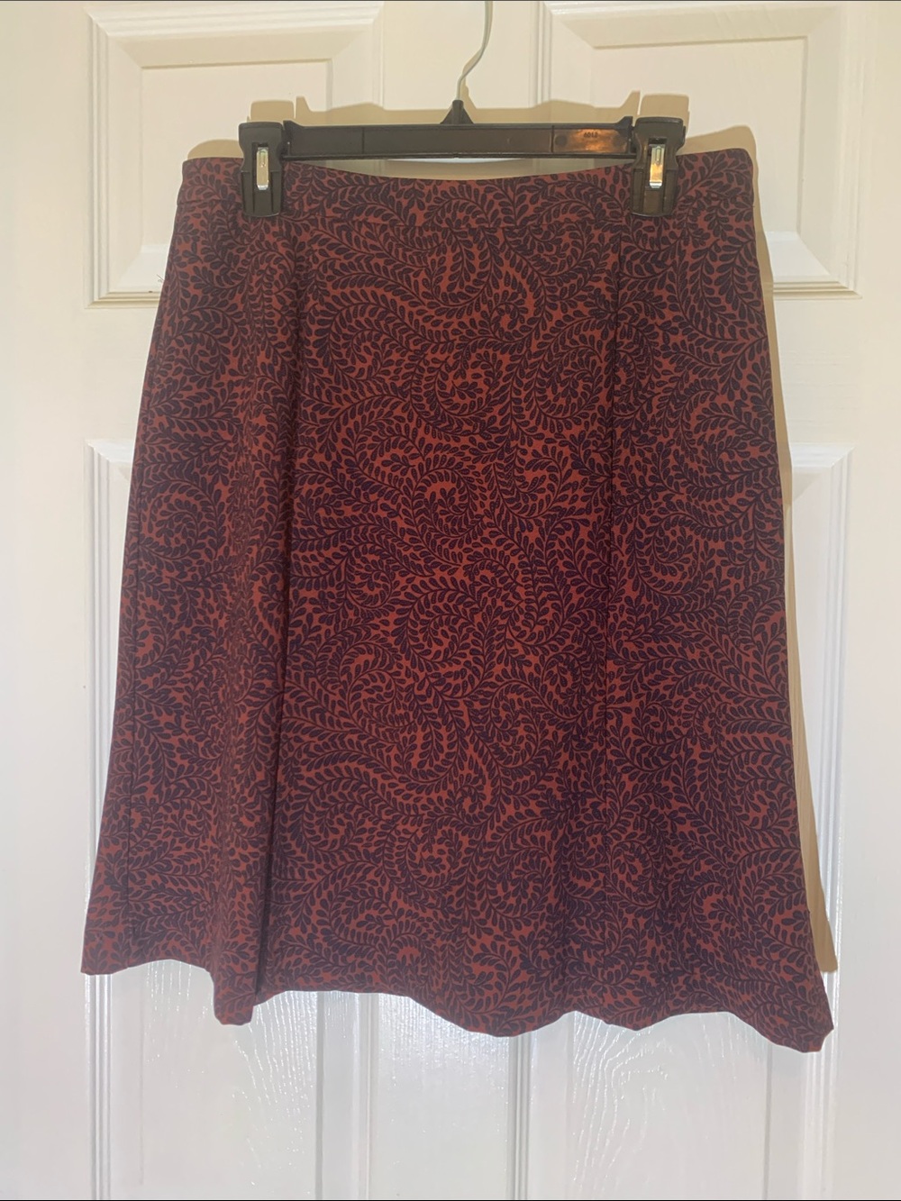 Burgundy Patterned A-Line Skirt
